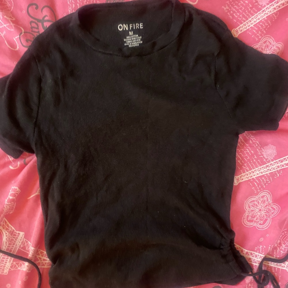 black drawstring shirt